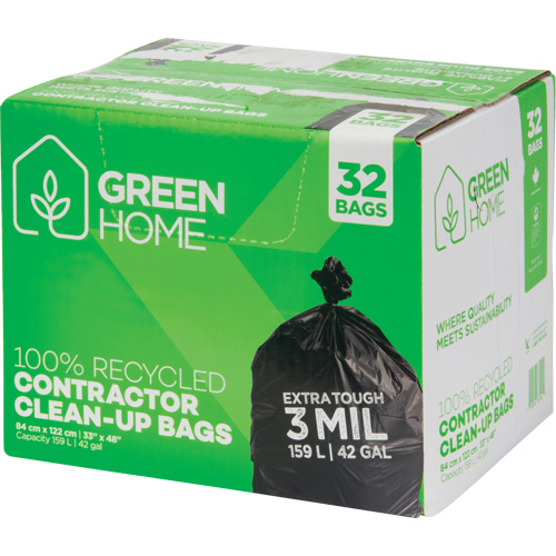 Green Home Garbage Bags, Strong, 33" W x 48" L, 3 mils, Black, 159 L (42 Gal.) Capacity Infinity Industrial Services Inc.