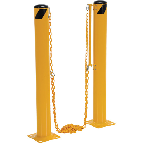 Syst&egrave;me de bornes de protection et chaînes pour quai, Acier, 42" h x 6-5/8" la, Jaune Infinity Industrial Services Inc.