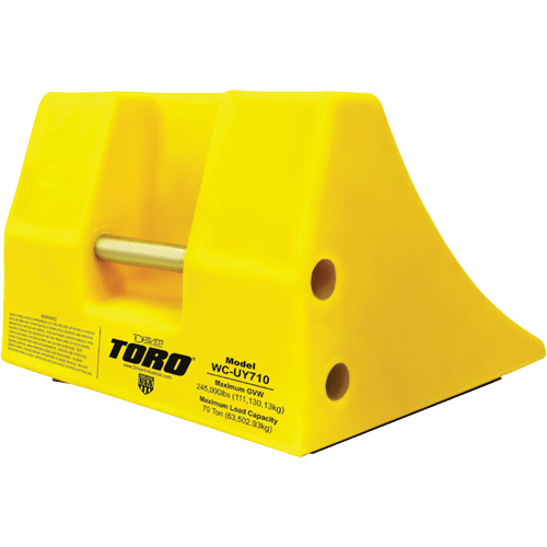 70 Ton Large Equipment Wheel Chock with Handle, Urethane, Yellow Infinity Industrial Services Inc.