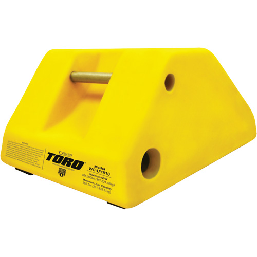 255 Ton Large Equipment Wheel Chock with Handle & Hole, Urethane, Yellow Infinity Industrial Services Inc.