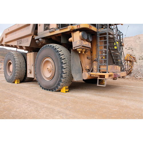 Checkers Safety Heavy-Duty Ultra Class Mining Wheel Chock, HDPE, Yellow, 14-1/2" W x 17-1/2" D x 16" H Infinity Industrial Services Inc.