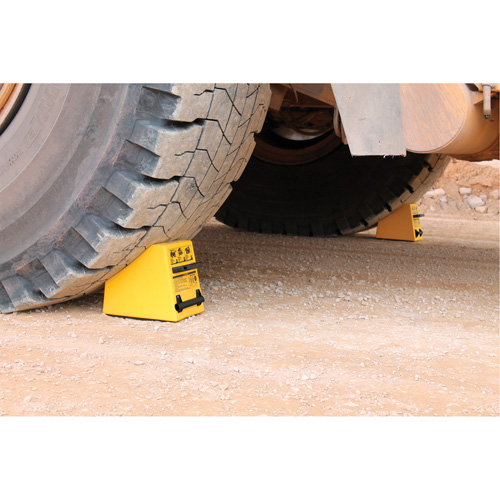 Checkers Safety Heavy-Duty Ultra Class Mining Wheel Chock, HDPE, Yellow, 14-1/2" W x 17-1/2" D x 16" H Infinity Industrial Services Inc.