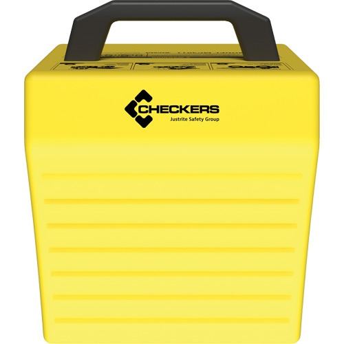 Cale de roue ultra-robuste pour l'exploitation mini&egrave;re Checkers Safety sans support, PEHD, Jaune, 14-1/2" la x 17-1/2" p x 16" h Infinity Industrial Services Inc.