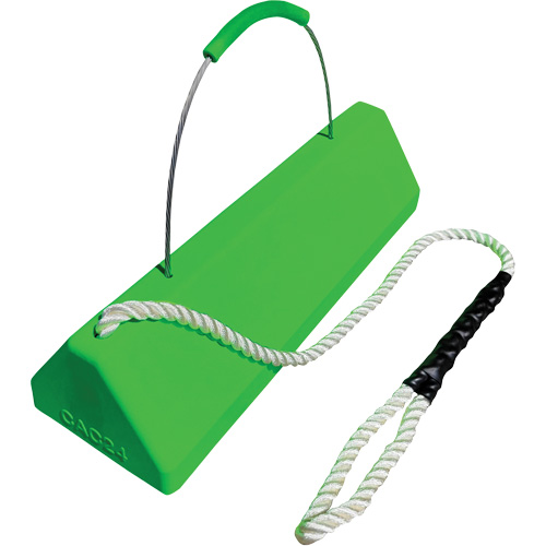 Checkers Safety SafeRay  Aircraft Wheel Chock with Loop Rope Cable Handle, Urethane, Fluorescent Green, 24" W x 8" D x 6" H Infinity Industrial Services Inc.