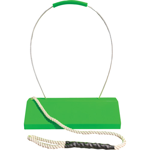 Cale de roue pour avion Checkers Safety SafeRay avec poign&eacute;e ergonomique &agrave; cordage en boucle, Ur&eacute;thane, Vert fluorescent, 24" la x 8" p x 6" h Infinity Industrial Services Inc.