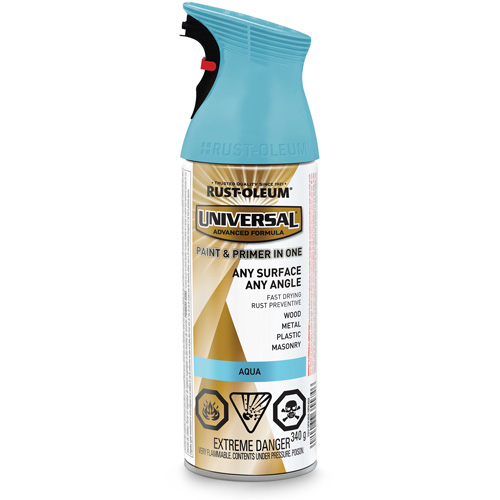 Universal&reg; Enamel Paint & Primer In One, Aqua Blue, Satin, Aerosol Can Infinity Industrial Services Inc.