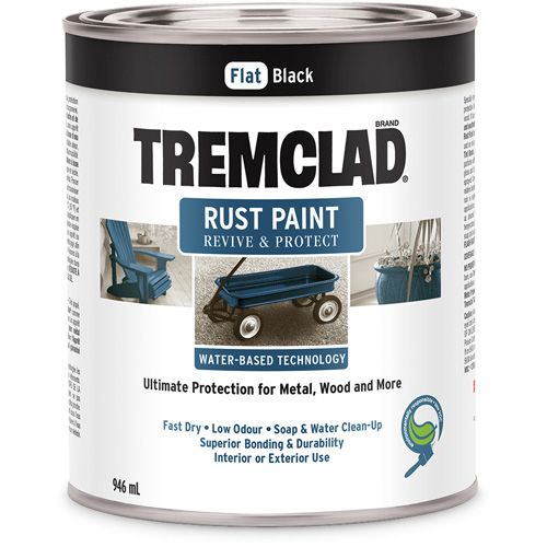 Peinture antirouille &agrave; base d'eau Tremclad, 946 ml, Canette, Noir Infinity Industrial Services Inc.