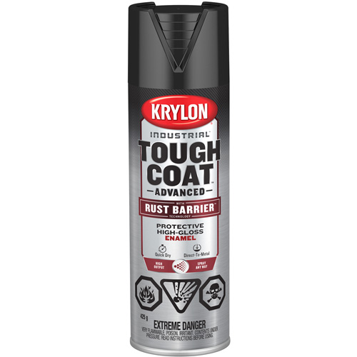 Peinture Tough Coat avec technologie Rust Barrier, Noir, Tr&egrave;s brillant, 425 g, Canette a&eacute;rosol Infinity Industrial Services Inc.