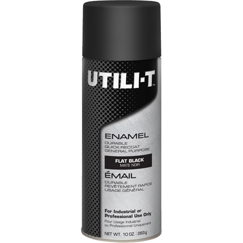 UTILI-T General Purpose Enamel Spray Paint, Black, Flat, 10 oz./283 g, Aerosol Can Infinity Industrial Services Inc.