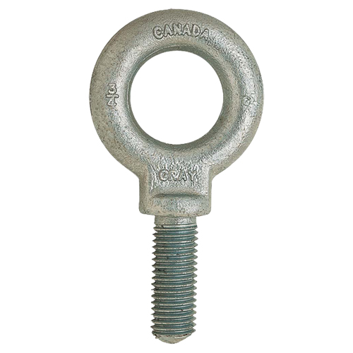 Eye Bolt, 1-3/16" Dia., 1" L, Galvanized, 650 lbs. (0.325 tons) Capacity Infinity Industrial Services Inc.