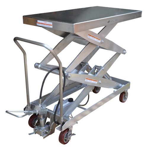 Table &eacute;l&eacute;vatrice &agrave; ciseaux hydraulique pneumatique, Acier inoxydable, 47-1/4" lo x 24" la, Cap. 1500 lb Infinity Industrial Services Inc.