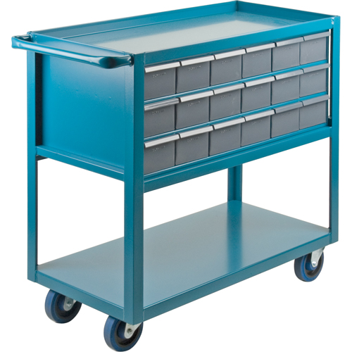 Chariot &agrave; tablette avec tiroir, 1200 lb Capacit&eacute;, Acier, 18" x la, 35" x ha, 36" p, Roues en Caoutchouc, Enti&egrave;rement soud&eacute;, 18 tirroirs Infinity Industrial Services Inc.