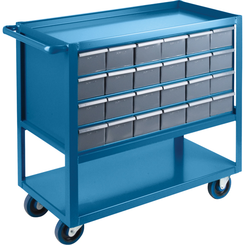 Drawer Shelf Cart, 1200 lbs. Capacity, Steel, 18" x W, 35" x H, 36" D, Rubber Wheels, All-Welded, 24 Drawers Infinity Industrial Services Inc.