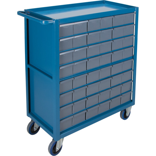 Chariot &agrave; tablette avec tiroir, 1200 lb Capacit&eacute;, Acier, 18" x la, 35" x ha, 36" p, Roues en Caoutchouc, Enti&egrave;rement soud&eacute;, 48 tirroirs Infinity Industrial Services Inc.