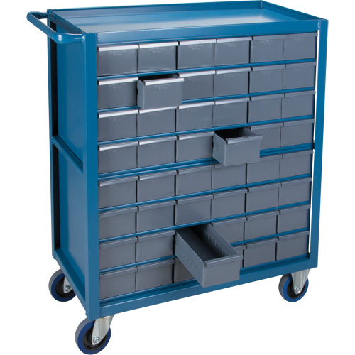 Chariot &agrave; tablette avec tiroir, 1200 lb Capacit&eacute;, Acier, 18" x la, 35" x ha, 36" p, Roues en Caoutchouc, Enti&egrave;rement soud&eacute;, 48 tirroirs Infinity Industrial Services Inc.