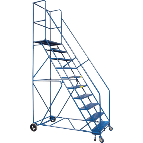 CSA-Certified Rolling Step Ladder with Locking Step, 10 Steps, 30" Step Width, 89" Platform Height, Steel Infinity Industrial Services Inc.