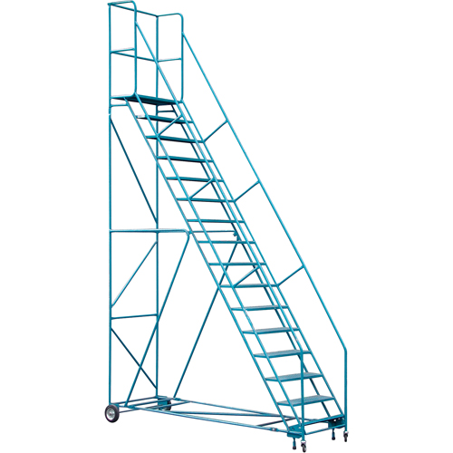 Escabeau roulant certifi&eacute; par la CSA avec pied verrouillable, 16 marches, Largeur de la marche 30", Hauteur de la plateforme 144", Acier Infinity Industrial Services Inc.
