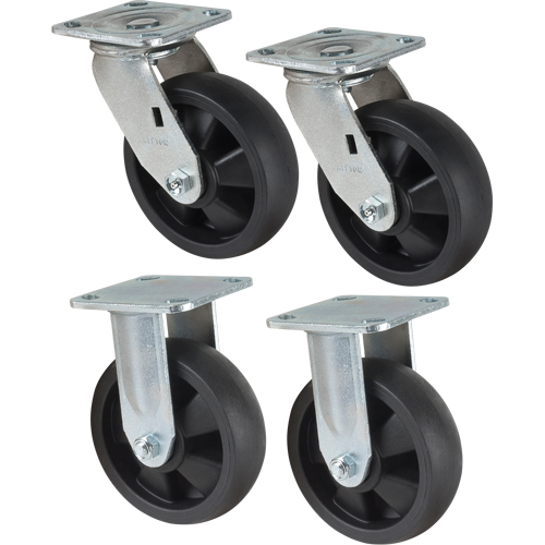 Jeu de roulettes, Fixe/Pivotant, 6" (152,4 mm), Nylon, 2400 lb (1089 kg) Infinity Industrial Services Inc.
