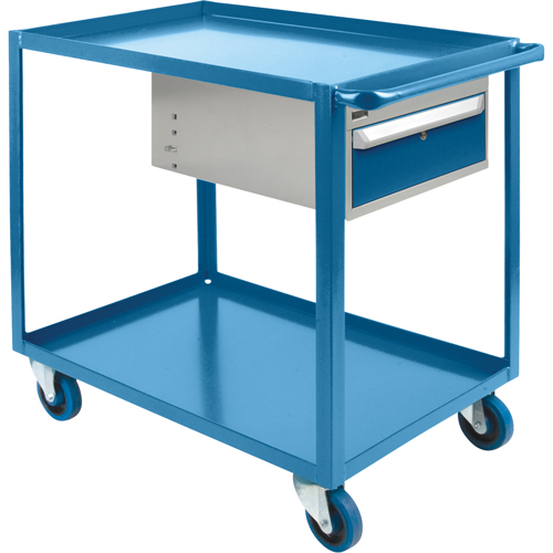Heavy Duty Shelf Cart with Drawer, 1200 lbs. Capacity, Steel, 24" x W, 36" x H, 39" D, Rubber Wheels, All-Welded, 1 Drawers Infinity Industrial Services Inc.