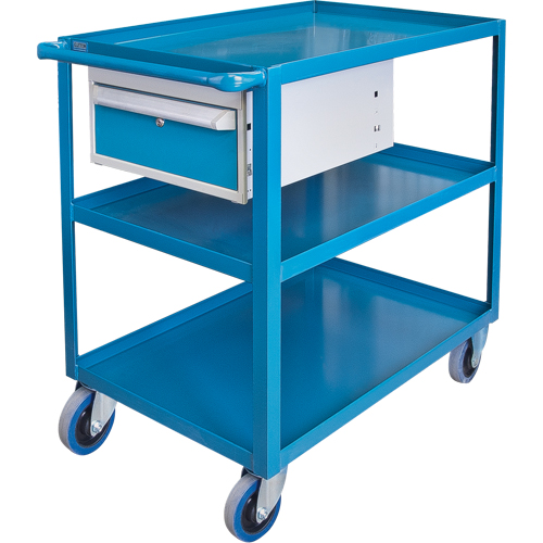 Heavy Duty Shelf Cart with Drawer, 1200 lbs. Capacity, Steel, 24" x W, 36" x H, 36" D, Rubber Wheels, All-Welded, 1 Drawers Infinity Industrial Services Inc.
