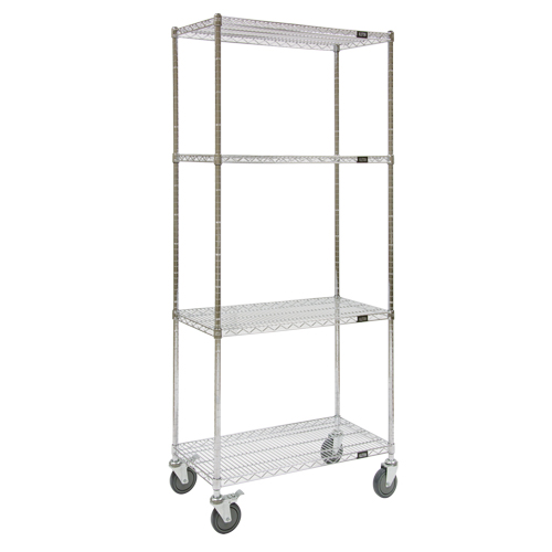 Chariots en treillis m&eacute;tallique, Chrom&eacute;, 36" x 80" x 18", Capacit&eacute; 800 lb Infinity Industrial Services Inc.