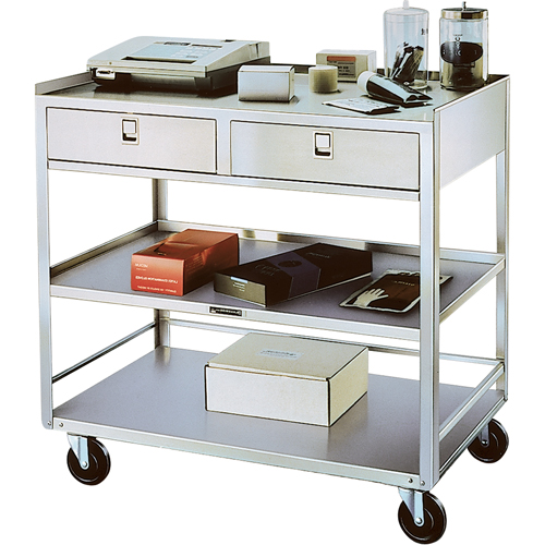 Stainless Steel Equipment Stands, 300 lbs. Capacity, Stainless Steel, 20"/20-1/8" x W, 35" x H, 37"/36-3/8" D, Knocked Down, 2 Drawers Infinity Industrial Services Inc.
