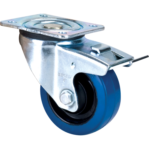 Roulette bleue, Pivotant avec frein, 4" (101,6 mm), Caoutchouc, 350 lb (158,8 kg) Infinity Industrial Services Inc.
