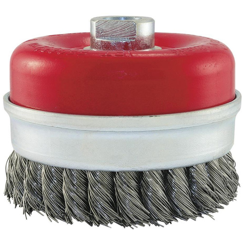 Brosse boisseau &agrave; fils li&eacute;s et nou&eacute;s, 5" dia. x 5/8"-11 arbre Infinity Industrial Services Inc.