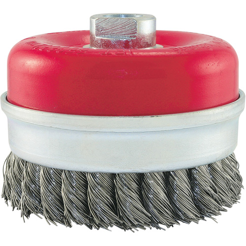 Brosse boisseau &agrave; fils li&eacute;s et nou&eacute;s, 4" dia. x 5/8"-11 arbre Infinity Industrial Services Inc.
