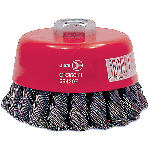 Brosse boisseau &agrave; fils nou&eacute;s torsad&eacute;s haute performance CK3501T, Dia. 3-1/2", Fils 0,02", Arbre 5/8"-11, Acier Infinity Industrial Services Inc.