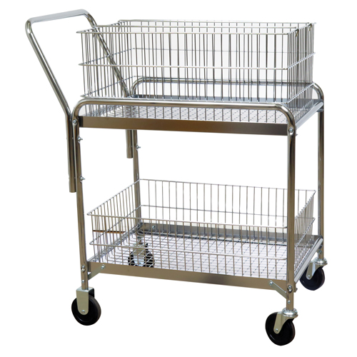 Wire Mesh Office Mail Cart, 200 lbs. Capacity, Chrome, 20" D x 33" L x 37-1/2" H, Chrome Plated Infinity Industrial Services Inc.