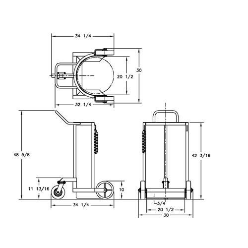 Grand chariot LCC pour bouteille de gaz liquide, Roues Polyur&eacute;thane, Base de 20" la x 20" p, 1000 lb Infinity Industrial Services Inc.