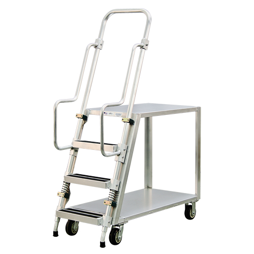 Aluminum Stock Picking Ladder Cart, Aluminum, 22" W x 51-1/2" D, 2 Shelves, 800 lbs. Capacity Infinity Industrial Services Inc.