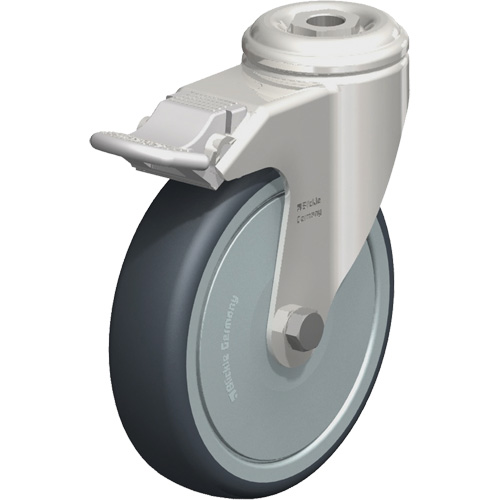 Roulette en &eacute;lastom&egrave;re thermoplastique acier inoxydable, Pivotant avec frein, Diam&egrave;tre 5" (127 mm), Capacit&eacute; 265 lb (120 kg) Infinity Industrial Services Inc.