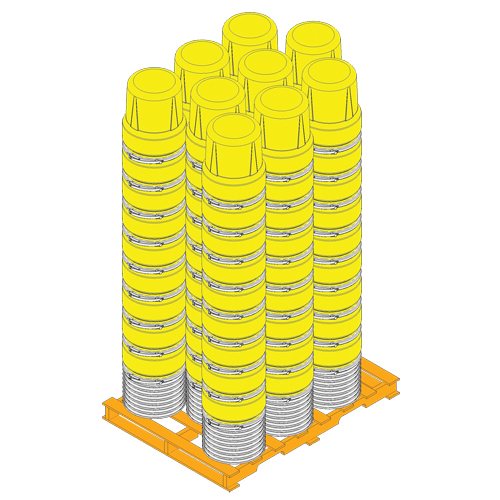 Baril emboîtable en poly&eacute;thyl&egrave;ne, 10 gal. US (8,33 gal. imp.), Dessus ouvert, Jaune Infinity Industrial Services Inc.