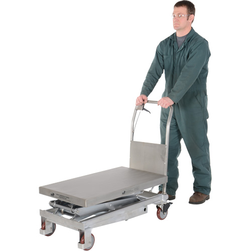 Table &eacute;l&eacute;vatrice hydraulique manuelle &agrave; ciseaux, 35-1/2" lo x 20" la, Partiellement en acier inoxydable, Capacit&eacute; 800 lb Infinity Industrial Services Inc.