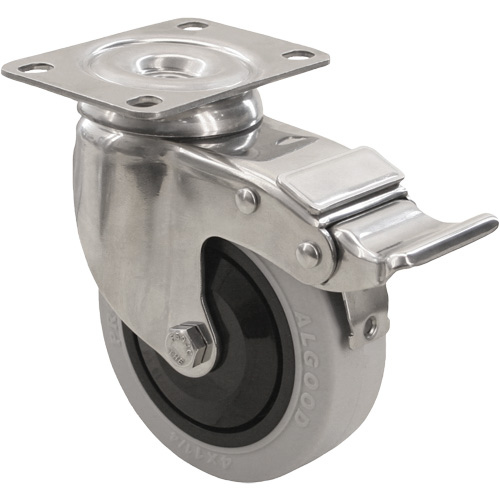 Roulette 2309 avec 2 freins, Pivotant avec frein, 4" (101,6 mm), Gris Envirothane, 350 lb (158,8 kg) Infinity Industrial Services Inc.