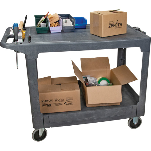 Flat-Shelf Utility Service Cart, 2 Tiers, 25-1/4" x 32-1/4" x 44", 550 lbs. Capacity Infinity Industrial Services Inc.
