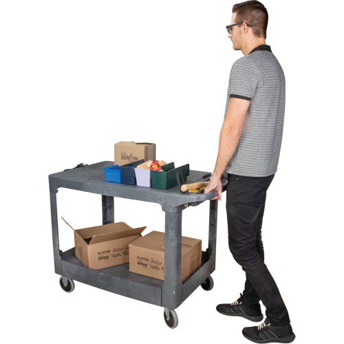 Flat-Shelf Utility Service Cart, 2 Tiers, 25-1/4" x 32-1/4" x 44", 550 lbs. Capacity Infinity Industrial Services Inc.