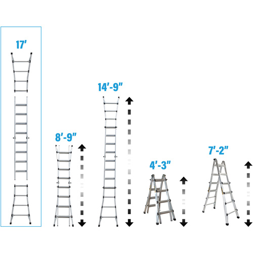 Telescoping Multi-Position Ladder, Aluminum, 300 lbs., CSA Grade 1A Infinity Industrial Services Inc.