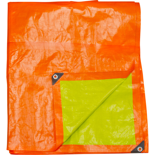 B&acirc;che tiss&eacute;e robuste haute visibilit&eacute;, Poly&eacute;thyl&egrave;ne, Vert/Orange, 16' x 20' x 12 mils Infinity Industrial Services Inc.