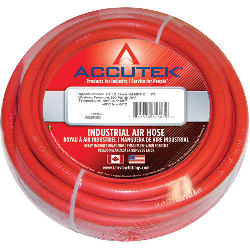 Red EPDM Industrial Air Hose Assembly, Air, Rubber, 1/2" dia. x 50', 200 psi, 1/2 NPT Infinity Industrial Services Inc.