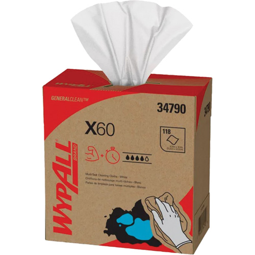 Chiffons X60 WypAll, Tout usage, 16-3/4" lo x 8-3/8" la Infinity Industrial Services Inc.