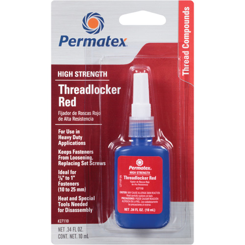 Low Viscosity Threadlocker, Red, High, 10 ml, Bottle Infinity Industrial Services Inc.