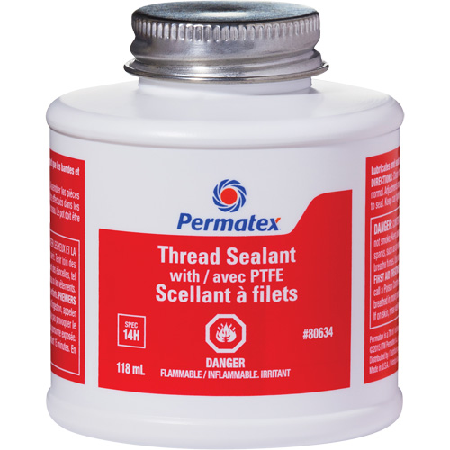 Thread Sealant with PTFE, Brush Top Bottle, 118 ml, -54°C - 150°C/-65°F - 300°F Infinity Industrial Services Inc.