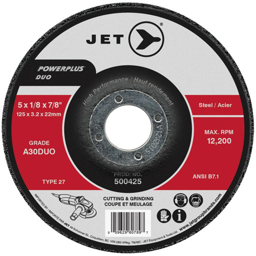 POWERPLUS DUO Cutting/Grinding Wheel, 4" x 1/8", 5/8" Arbor, Type 27, A30DUO Grit Infinity Industrial Services Inc.