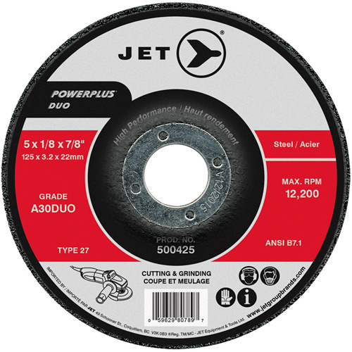 Meule/disque de coupe POWERPLUS DUO, 5" x 1/8", Arbre de 7/8", Type 27, Grain de A30DUO Infinity Industrial Services Inc.