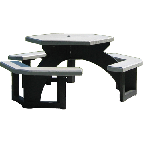 Tables de pique-nique hexagonales en plastique recycl&eacute;, 78" lo x 78" la, Gris Infinity Industrial Services Inc.