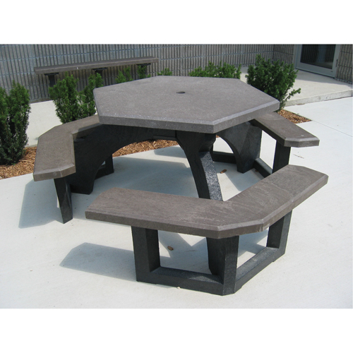 Recycled Plastic Hexagon Picnic Tables, 78" L x 78" W, Brown Infinity Industrial Services Inc.