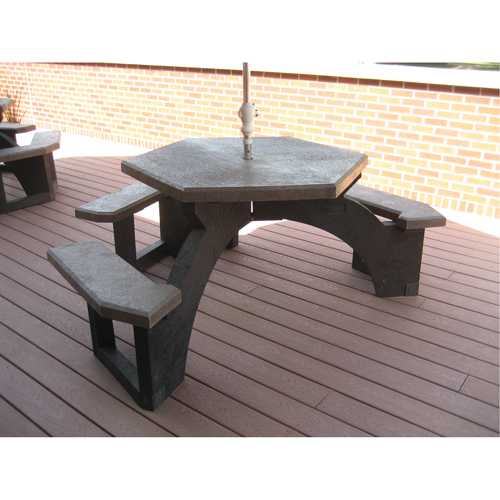 Recycled Plastic Hexagon Picnic Tables, 78" L x 78" W, Brown Infinity Industrial Services Inc.